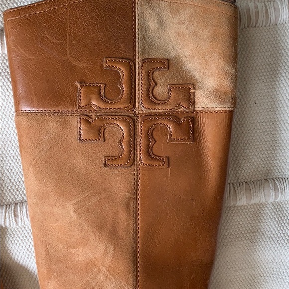 Tory Burch Lizzie Leather-Suede Riding boots - Picture 2 of 5